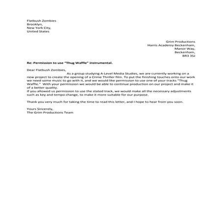 Flatbush zombies   permission letter