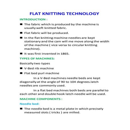 Flat knitting technology 