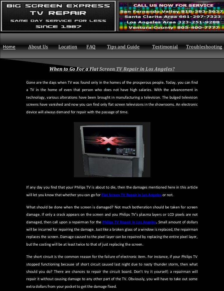 Flat Screen TV Repair Los Angeles