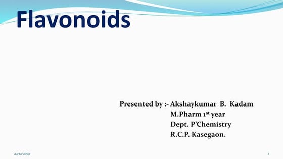 Extraction, isolation and structure elucidation of flavonoids ...