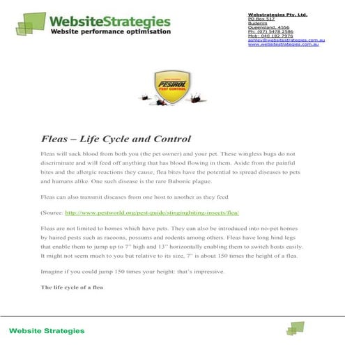 Fleas - Life Cycle and Control | PDF