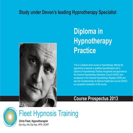 Fleet hypnosis hypnotherapy diploma prospectus 2013