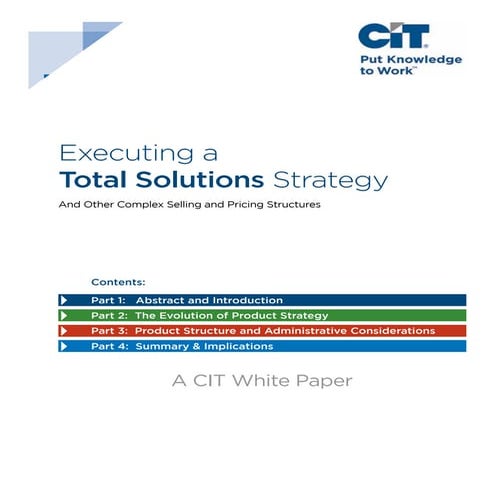 Executing a Total Solutions Strategy - And Other Complex Selling and Pricing ...