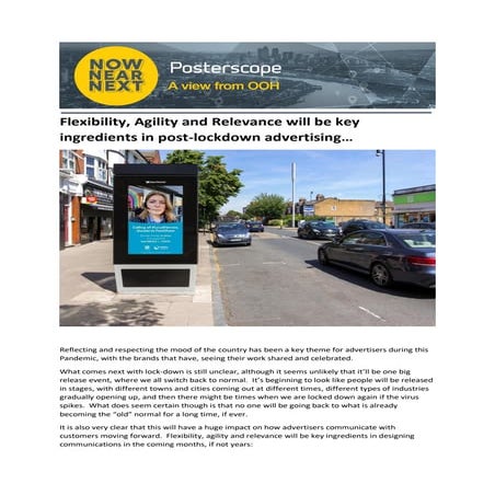 Flexibility agility relevancy will be key ingredients in post lockdown advert...