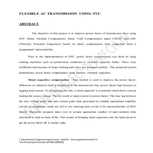 Flexible ac transmission using svc 16000