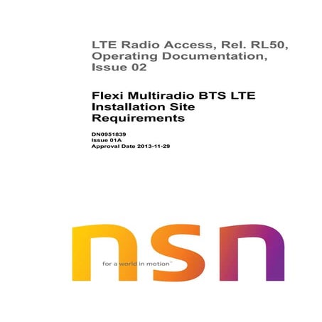 Flexi multiradio bts lte installation site requirements