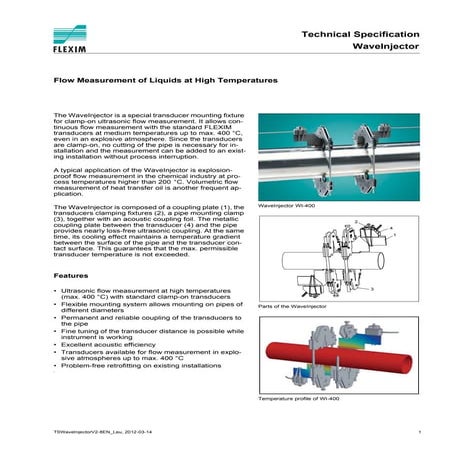 Flexim Wave Injector - High Temperature Transducer Mounting Fixture - Spec Sh...
