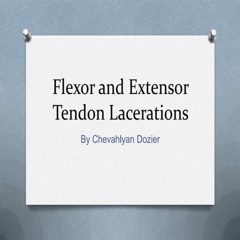Flexor and Extensor Tendon Laceration vs. Occupational Therapy