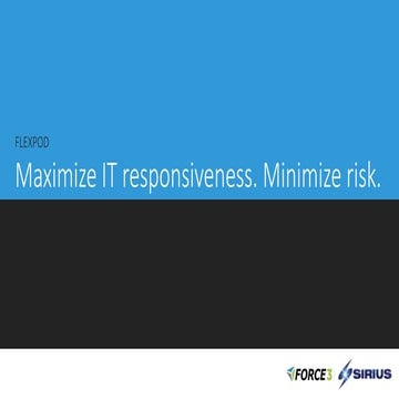 Flexpod: Maximize IT Responsiveness, Minimize Risk