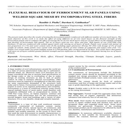 Flexural behaviour of ferrocement slab panels using