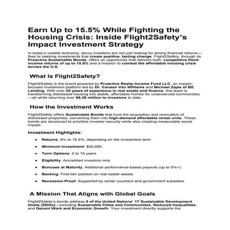 Earn Up to 15.5% While Fighting the Housing Crisis: Inside Flight2Safety’s Impact Investment Strategy
