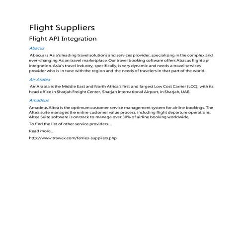 Flight suppliers