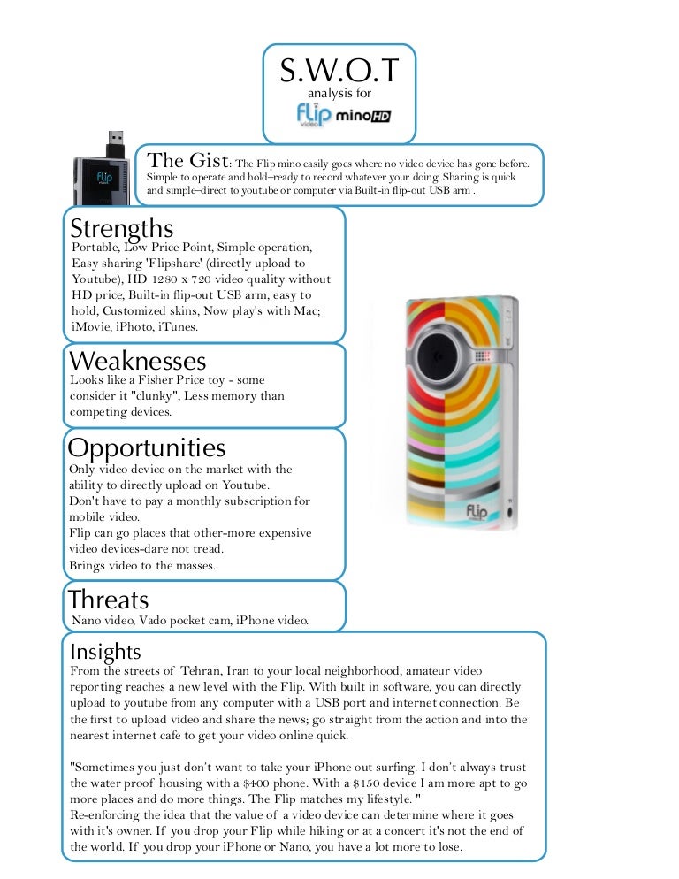 S W O T Analysis For Flip Mino Video Camera S W O T Analysis For Flip Mino Video Camera