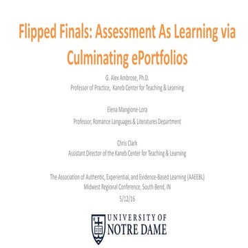 Flipped Finals: Assessment As Learning via Culminating ePortfolios