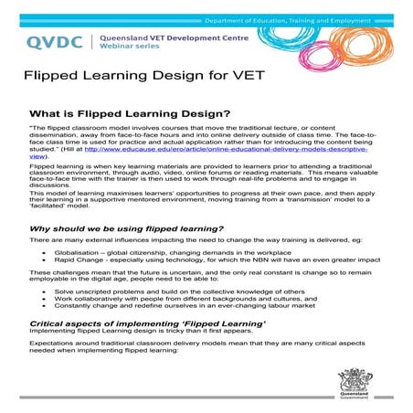 Flipped Learning Design for VET Factsheet 