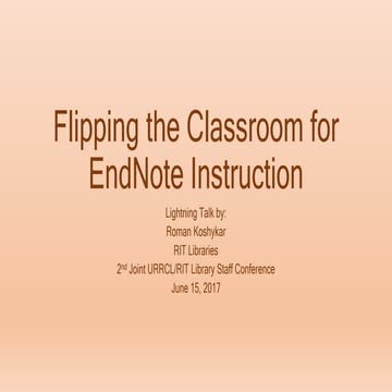Flipping the classroom for EndNote instruction