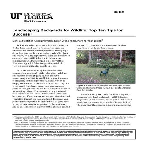 FL: Landscaping Backyards for Wildlife