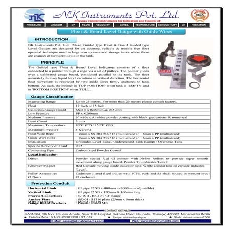 Float & Board Level Gauge with Guide Wires