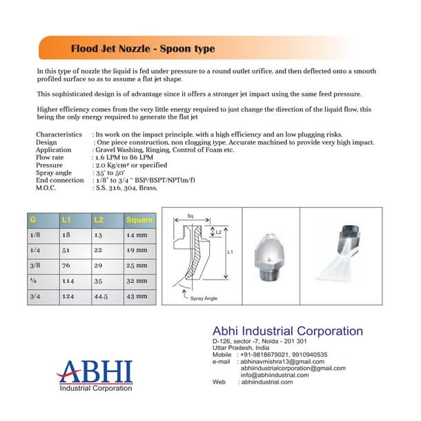 Flood jet nozzles spoon type PDF