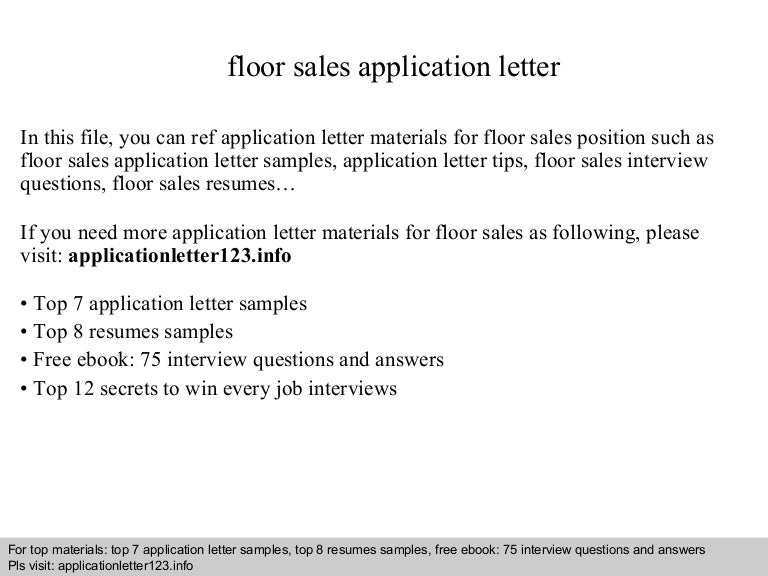 Floor sales application letter