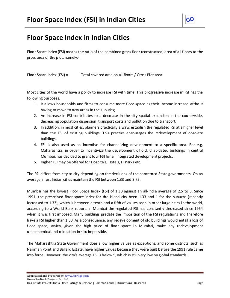 Floor Space Index Fsi In Indian Cities