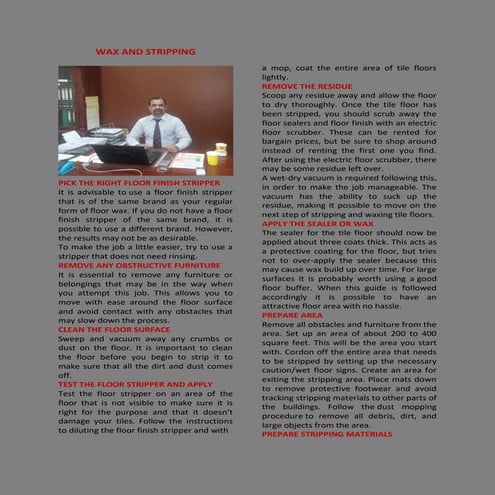 Floor Waxing and Stripping