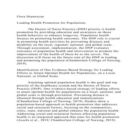 Flora DiamreyanLeading Health Promotion for Populations     .docx
