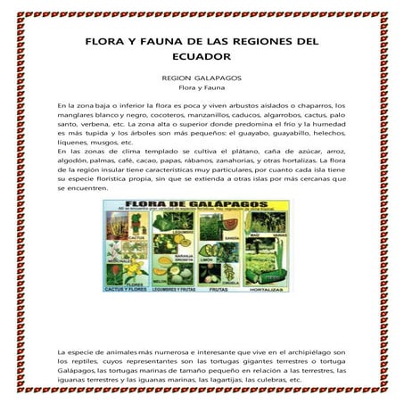 Flora y fauna de las regiones del ecuador