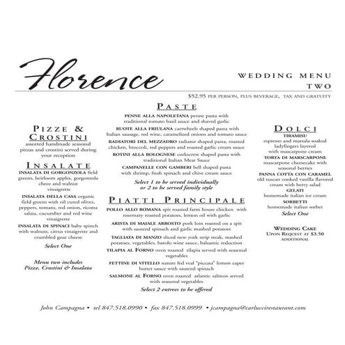 Florence Wedding Package