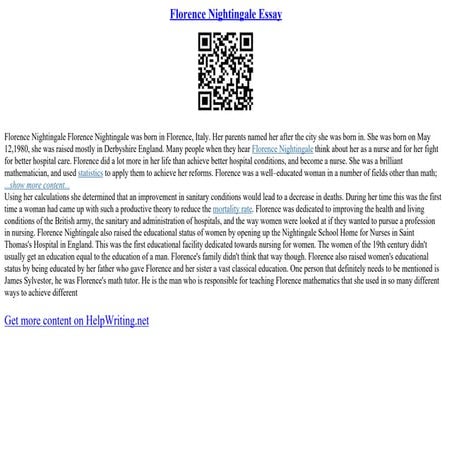 Florence Nightingale Essay