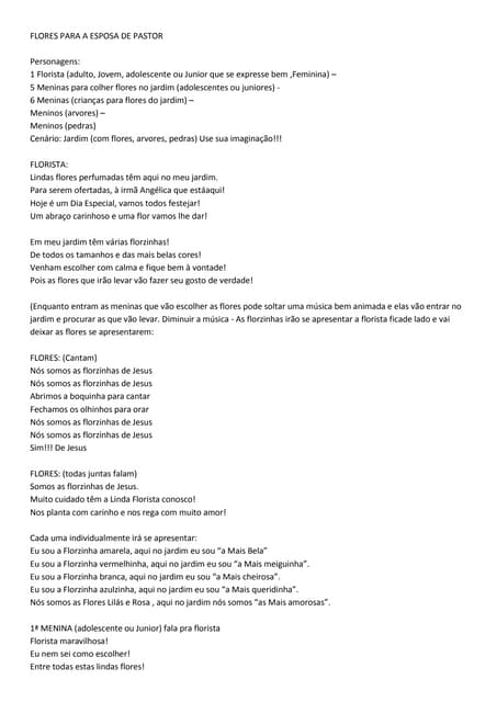 Flores a esposa de pastores