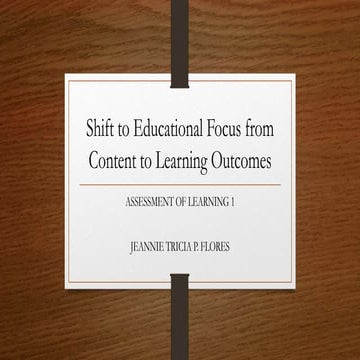 Shift to educational focus from content to learning outcome