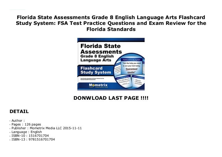 Florida State Assessments Grade 8 English Language Arts Flashcard Stu…