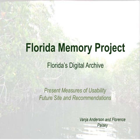 Florida Memory Project and Usability
