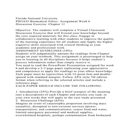 Florida National UniversityPHI1635 Biomedical Ethics Assignment.docx