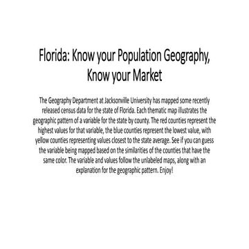 Florida Population Quiz by JU Geography Department | PPTX