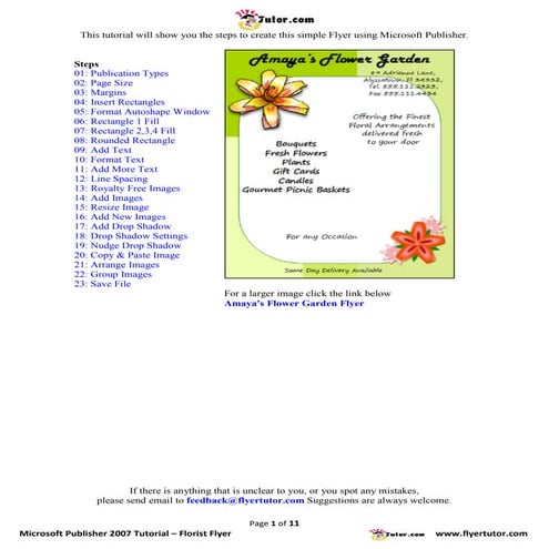 Microsoft Publisher 2007 Tutorials: Florist Flyer