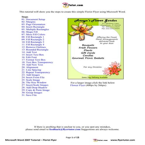 Microsoft Word 2007 Tutorials: Florist Flyer