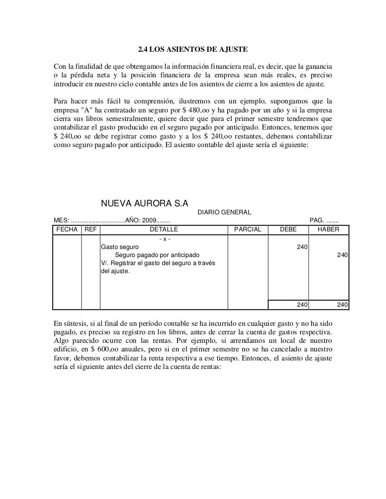 LOS ASIENTOS DE AJUSTE