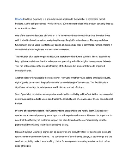 FlowCart_ Transforming the Game as the Premier AI eCom Funnel Builder Worldwi...