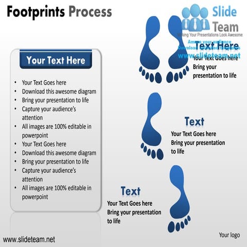 Flowchart using footprints strategy powerpoint presentation templates.
