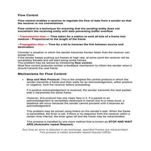 Flow Control Cumputer Network report writing