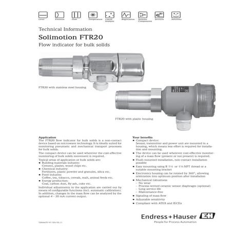 Flow indicator for bulk solids-Solimotion FTR20