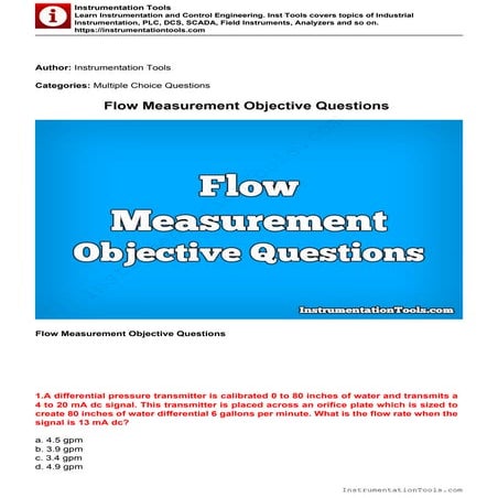 Flow measurement MCQ