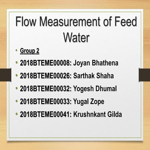 Flow measurement of feedwater