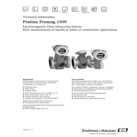 Proline promag w 400 endress+hauser datasheet-electromagnetic flowmeter ...