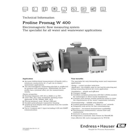 Flowmeter Promag W 400-Electromagnetic-Water and Waste Water