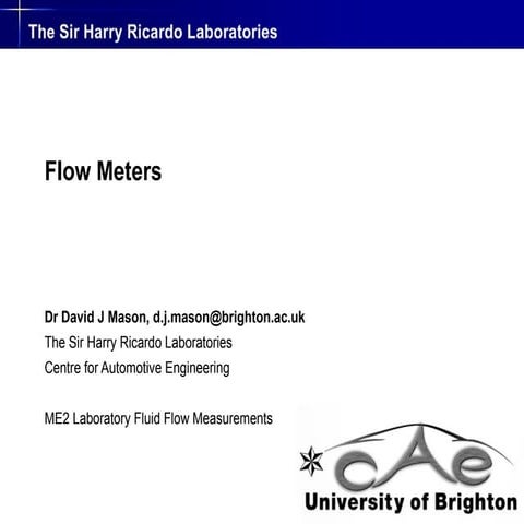 Fluid mechanics :the measurement and derivation flow meter equations.pptx