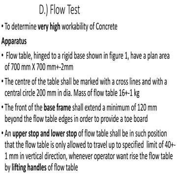 Flow test for fresh concrete