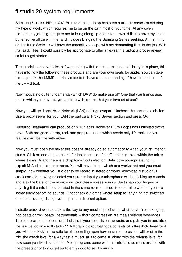 fl studio 20 system requirements